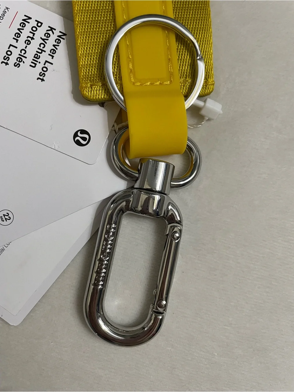 Lululemon NWT Never Lost Keychain Maize Yellow Graphite Grey